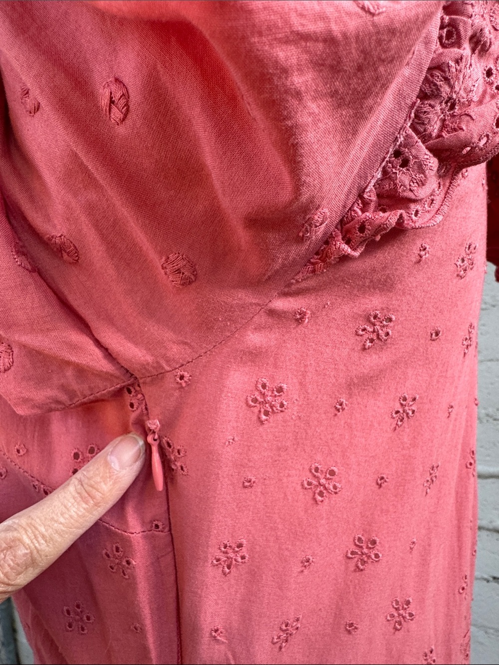 Boden Mixed Broderie Shirt Dress Dusty Red Pink Size 4 - Picture 16 of 16